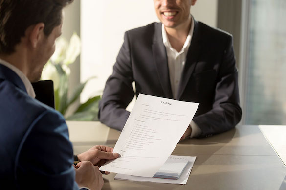Job interview with candidate recommended by a reliable recruiter